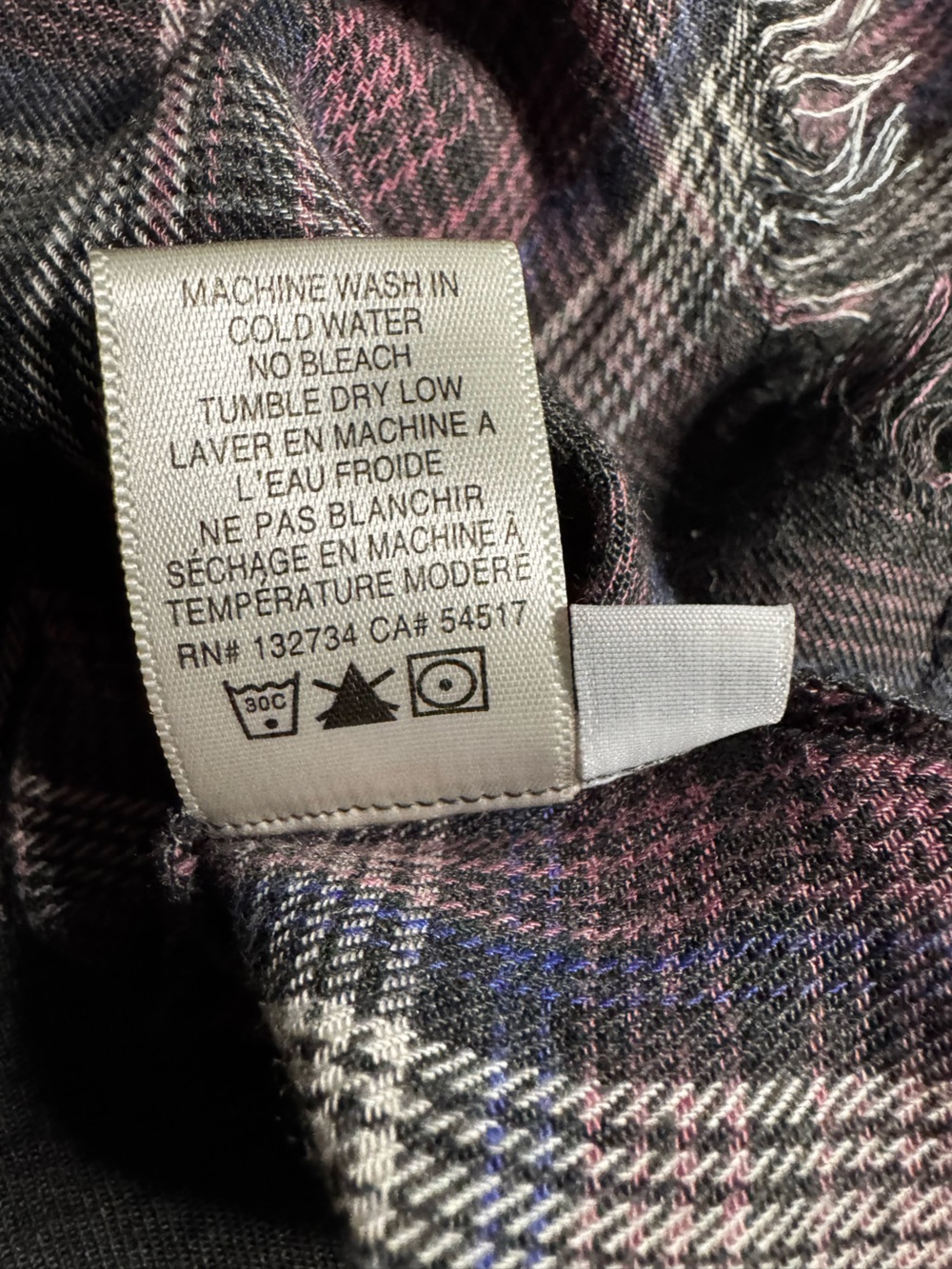 Cloth & Stone Casual Plaid Button-Up Shirt in Charcoal & Plum Medium - Picture 10 of 11